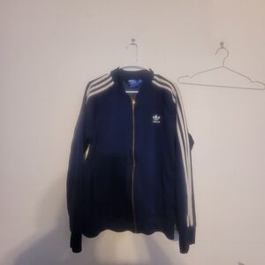 adidas Navy and White Bomber Track Jacket
